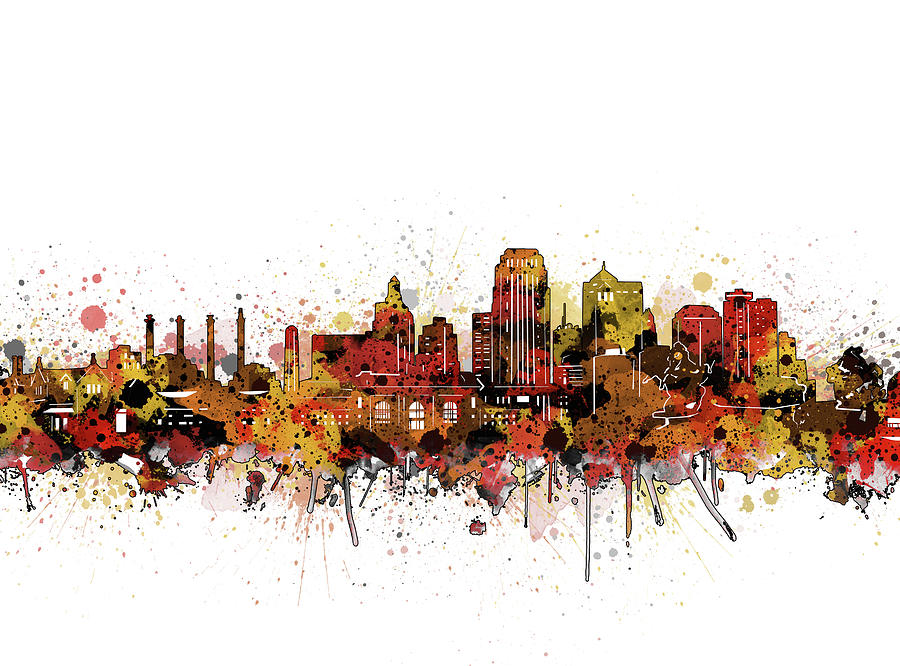 Kansas City Skyline Color Splatter Digital Art