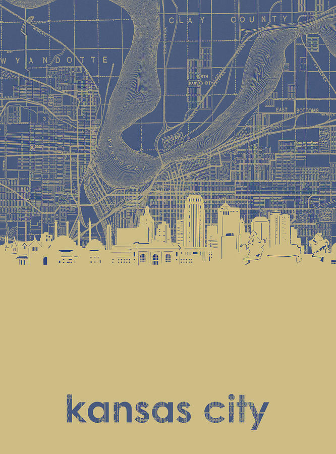 Kansas City Skyline Map Digital Art