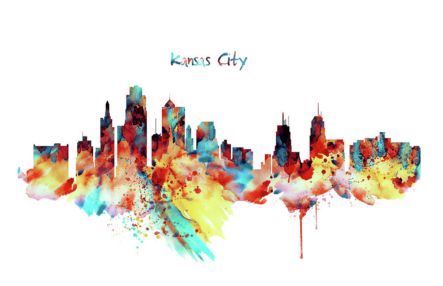 Kansas City Skyline Silhouette Painting by Marian Voicu