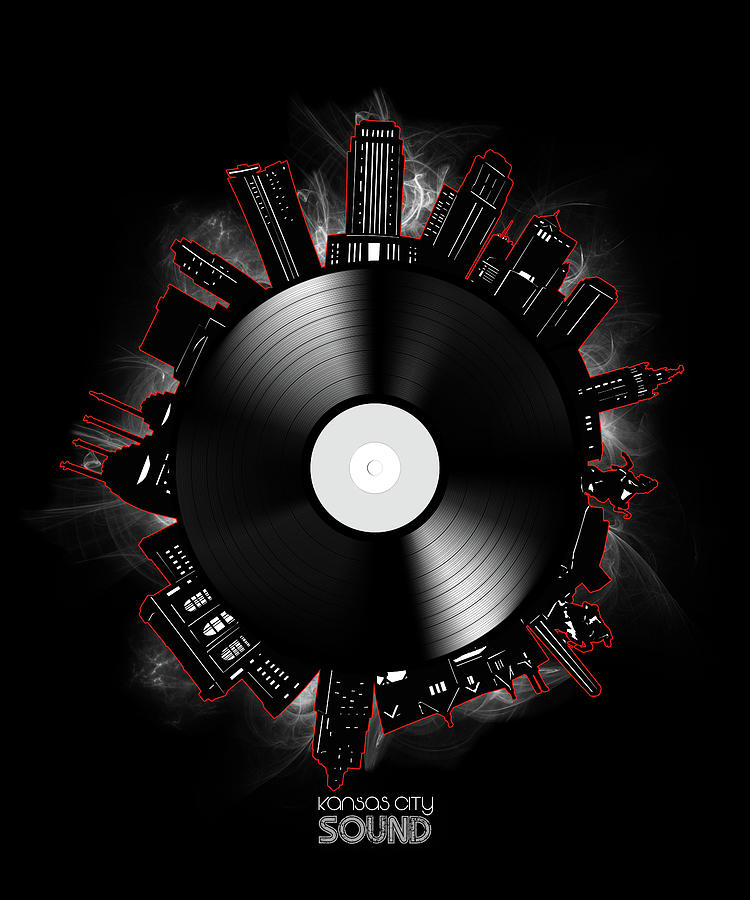Kansas City Skyline Vinyl 10 Digital Art by Bekim M