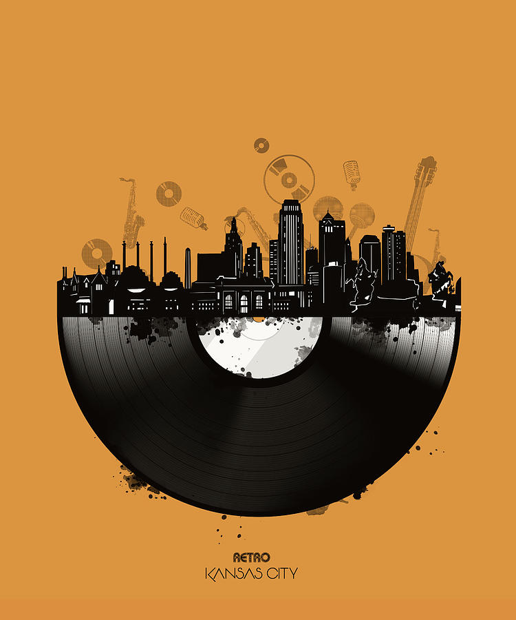 Kansas City Skyline Vinyl 3 Digital Art