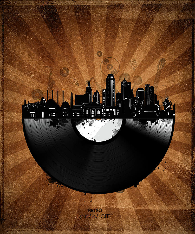 Kansas City Skyline Vinyl 5 Digital Art