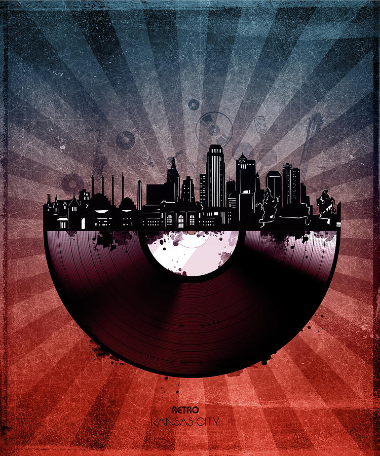 Kansas City Skyline Vinyl 6 Digital Art by Bekim M