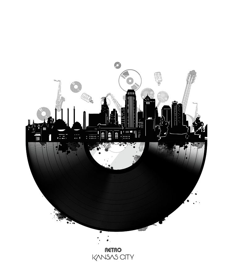 Kansas City Skyline Vinyl Digital Art by Bekim M