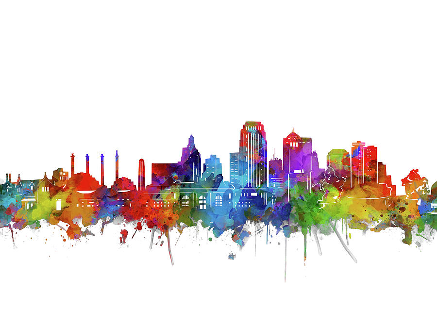 Kansas City Skyline Watercolor Digital Art