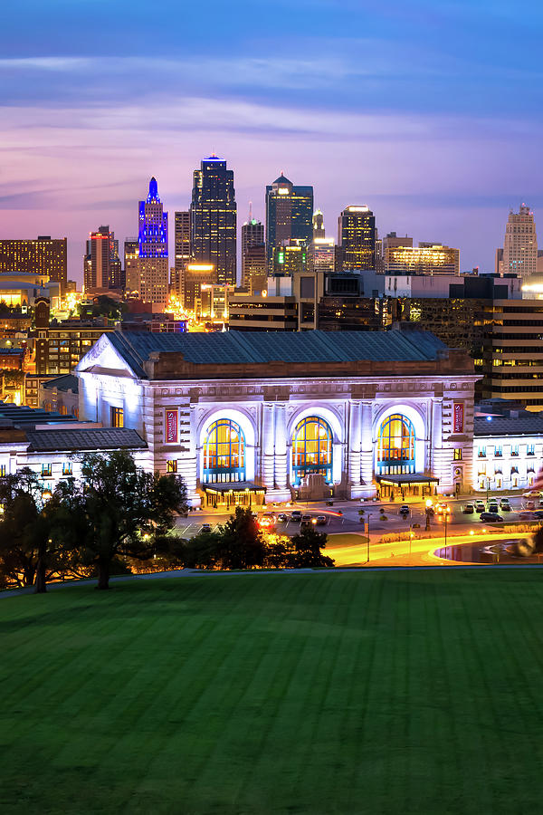 America Photograph - Kansas City Skyline with Union Station in Color by Gregory Ballos