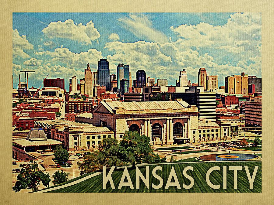 Kansas City Digital Art - Kansas City Travel Poster by Flo Karp.