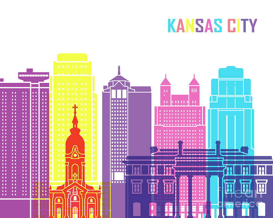 Kansas City Painting - Kansas City_V2 skyline pop by Pablo Romero