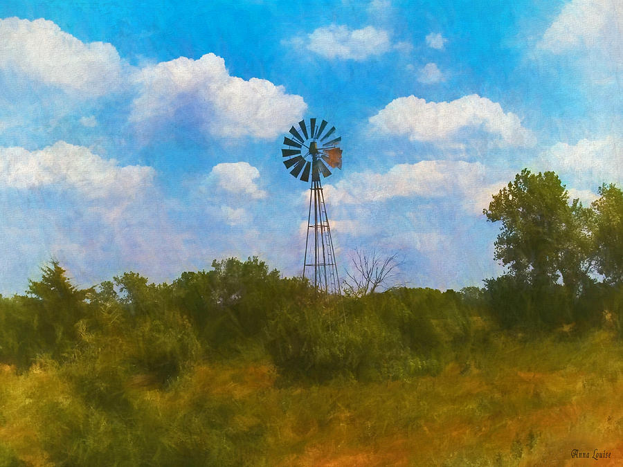 Kansas Prairie Windmill Photograph by Anna Louise