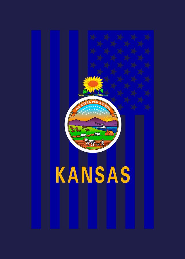 Kansas State Flag Graphic USA Styling Digital Art by Garaga Designs