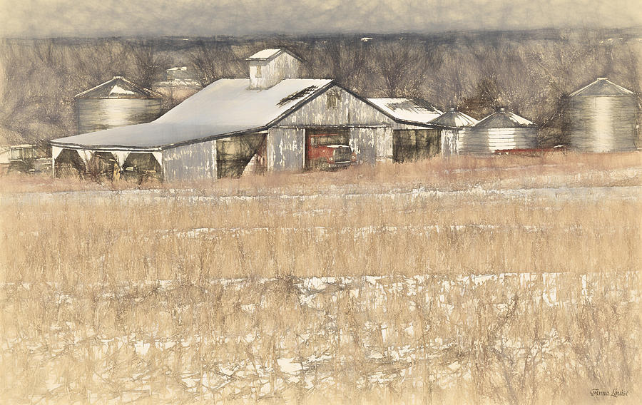 Kansas Winter Farm Sketch Photograph by Anna Louise