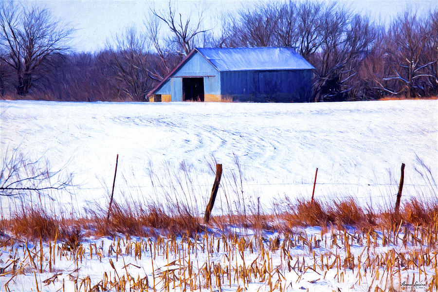 Kansas Winter Field Barn 1 Photograph by Anna Louise