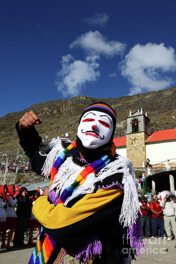 Kapac Qolla Dancer Front of Lord of Qoyllur Riti Sanctuary Peru Photograph by James Brunker