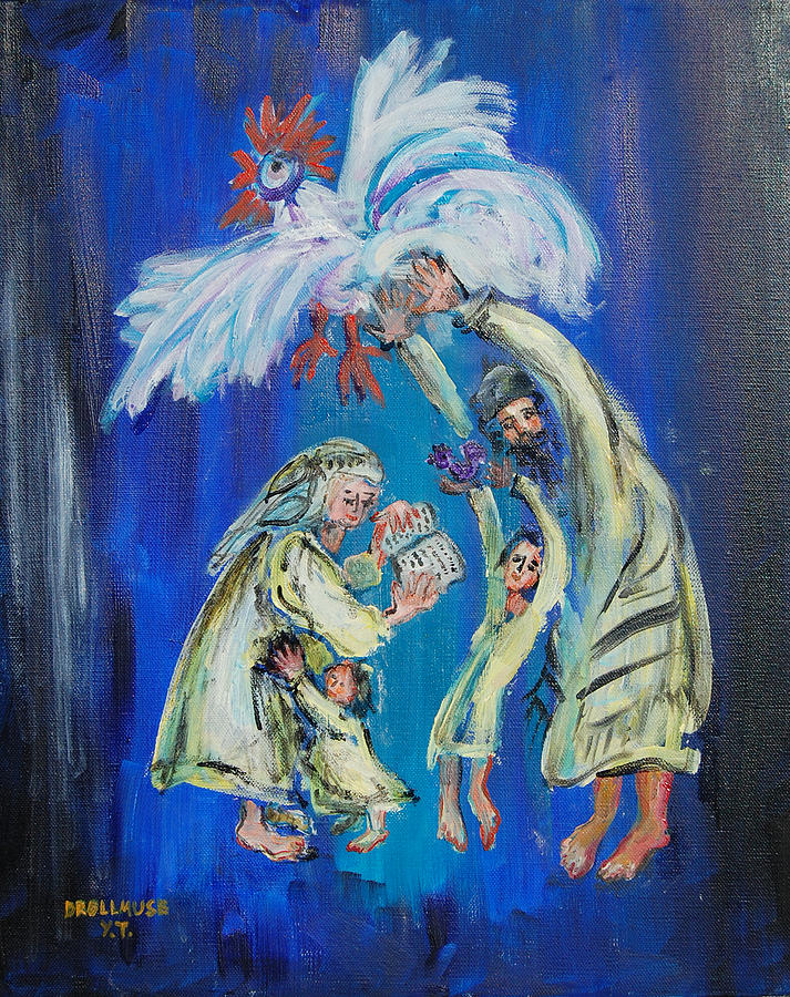 Chicken Painting - Kaparot  by Yuliya Talinovsky
