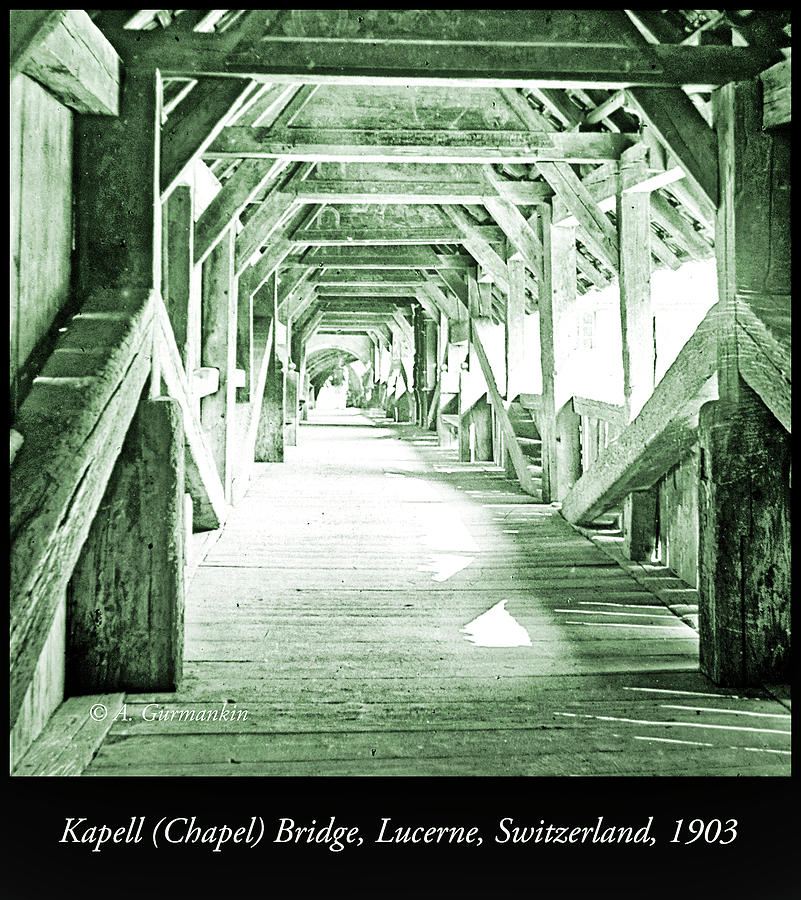 Kapell Bridge, Lucerne, Switzerland, 1903, Vintage, Photograph Photograph by A Macarthur Gurmankin