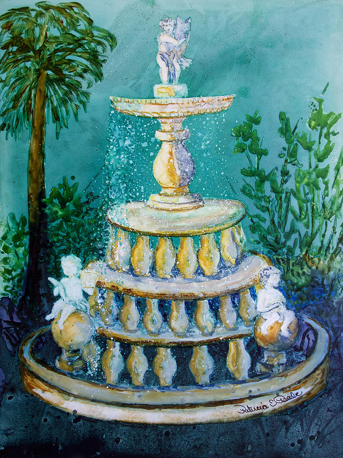 Kapok Gardens Fountain Painting by Patricia Beebe