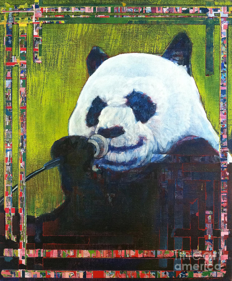 Karaoke Panda Painting by Michael Koerber - Pixels