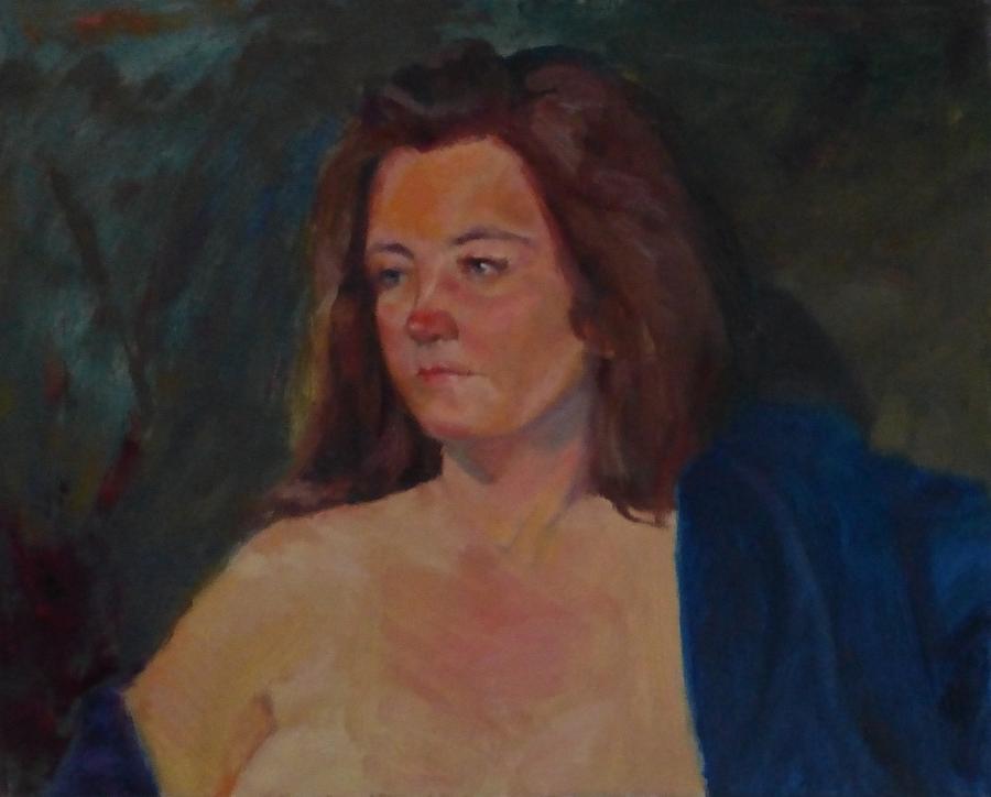 Girl Painting - Karen in Blue Robe by Irena Jablonski Girl Painting - Karen in Blue Robe by Irena Jablonski