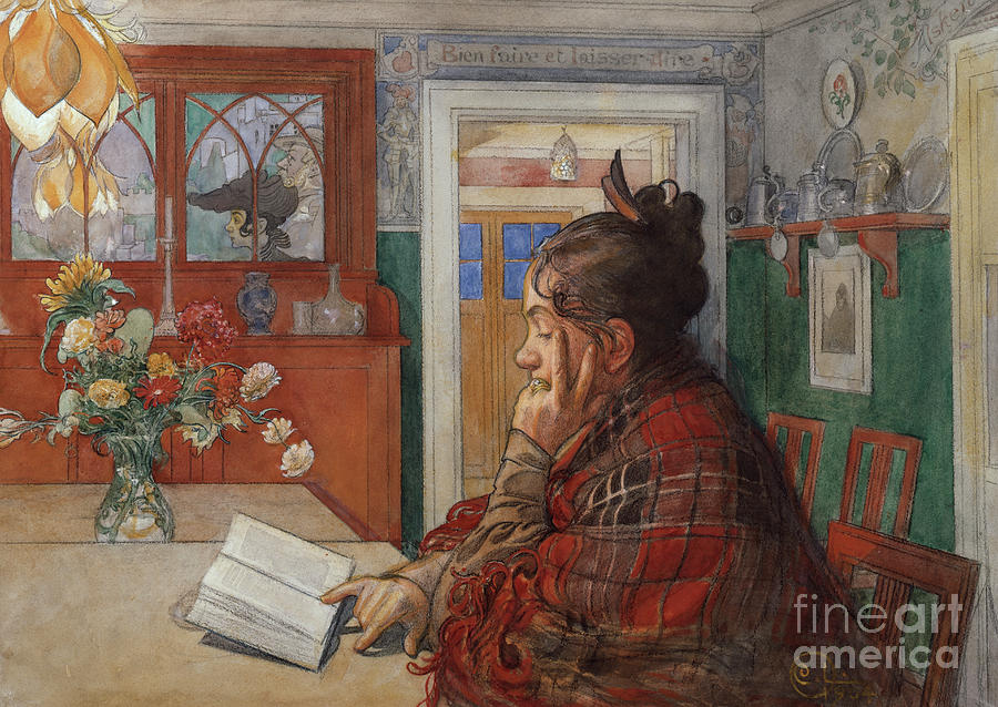 Karin reads Pastel by Carl Larsson