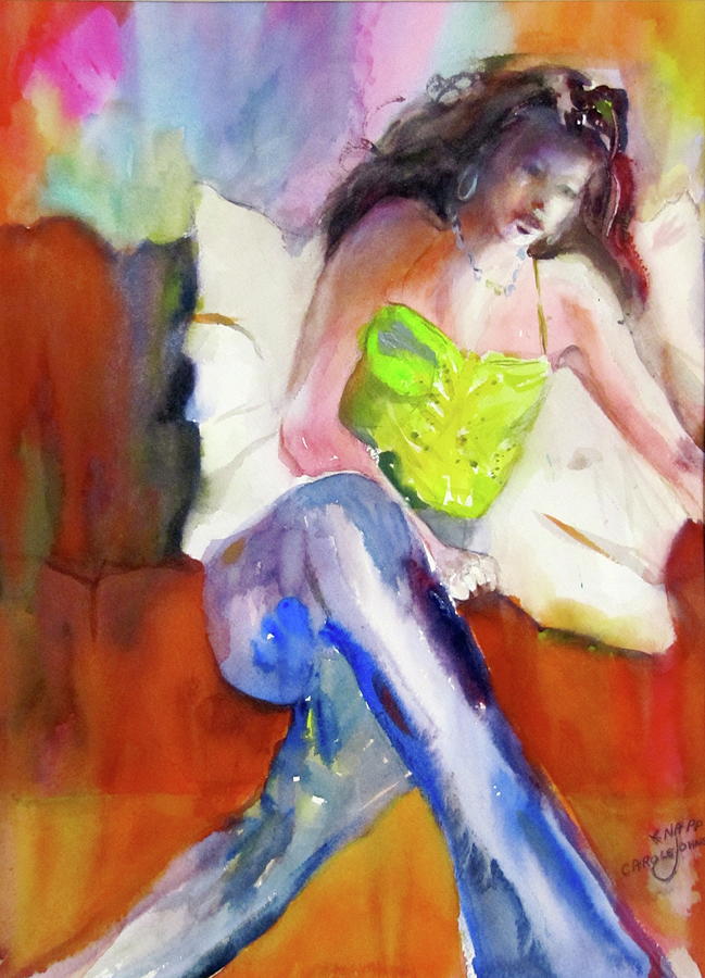 Karini in Blue Jeans Painting by Carole Johnson