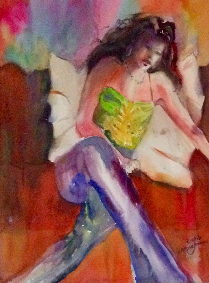 Karini in Blue Jeans #1 Painting by Carole Johnson