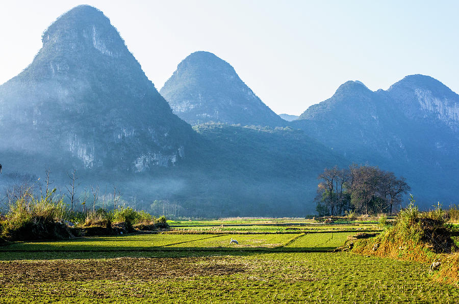 Karst mountains scenery in winter Photograph by Carl Ning