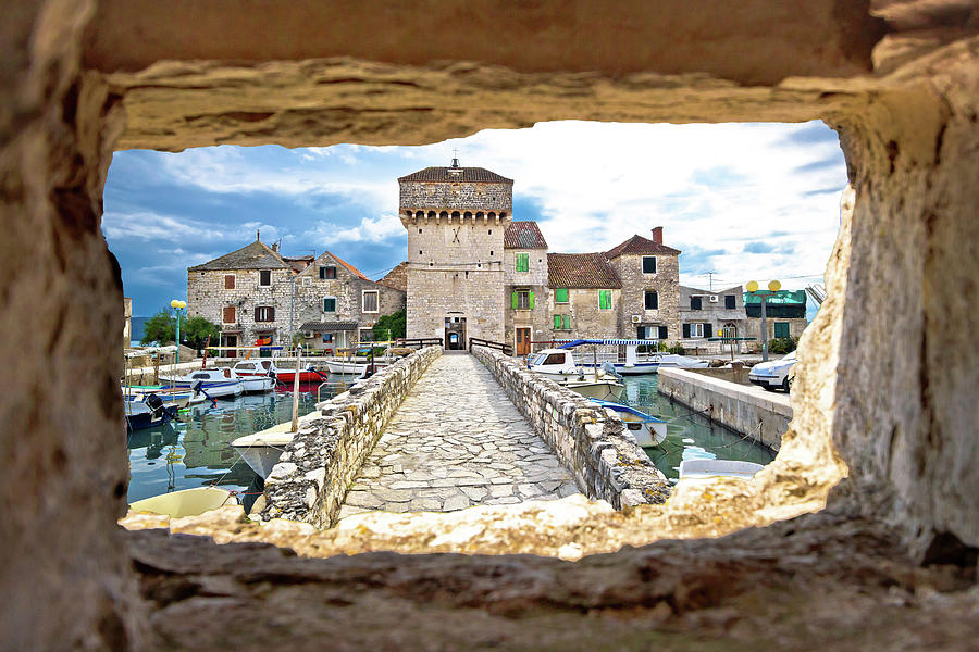 Kastel Gomilica through stone window view Photograph by Brch Photography