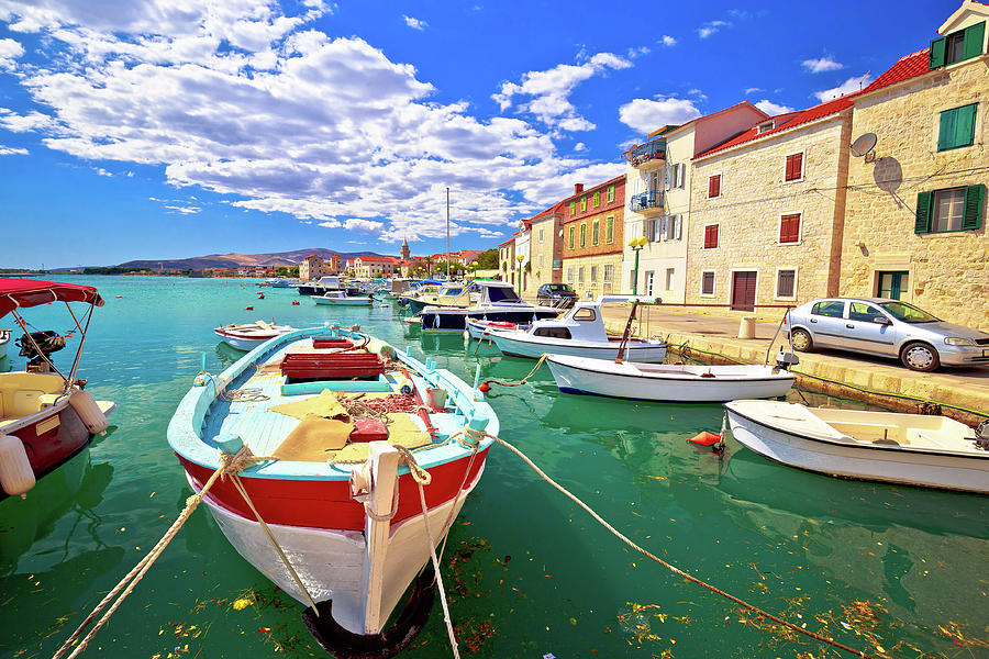 Kastel Novi turquoise harbor and historic architecture view Photograph by Brch Photography