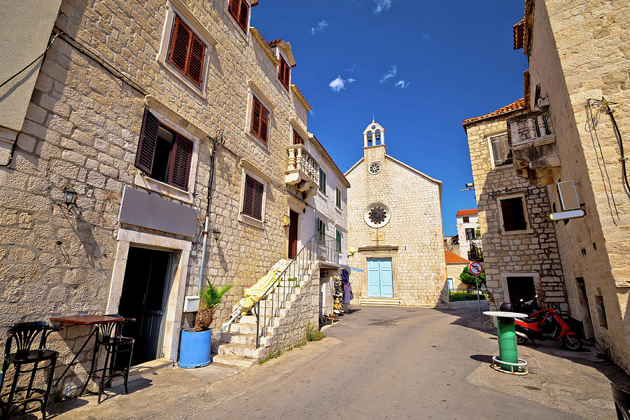 Kastel Stari stone street and chapel view Photograph by Brch Photography