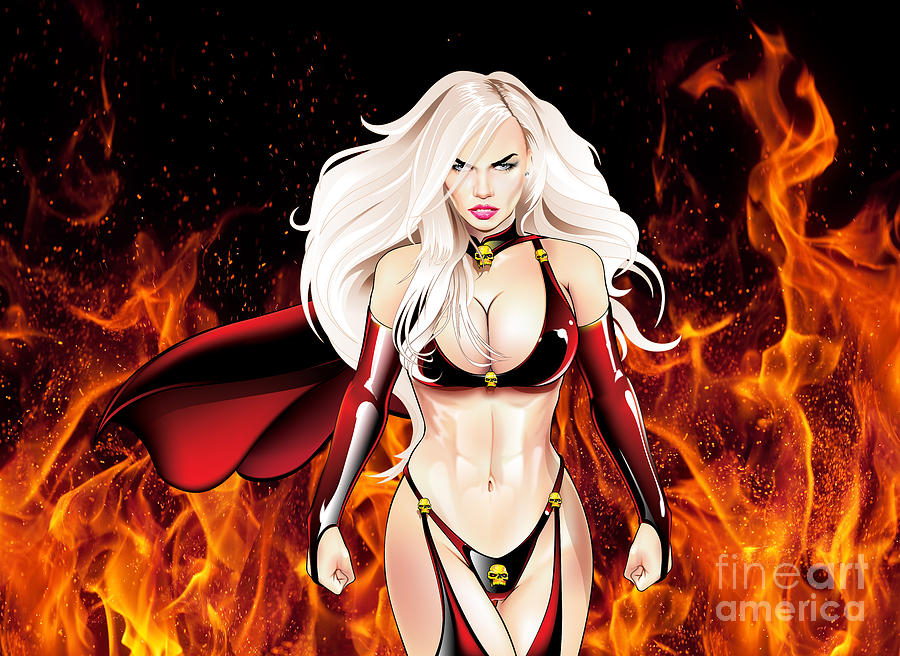 Pin-up in flames Digital Art by Brian Gibbs