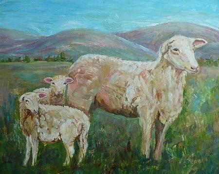 Katahdin sheep Painting by Saga Sabin
