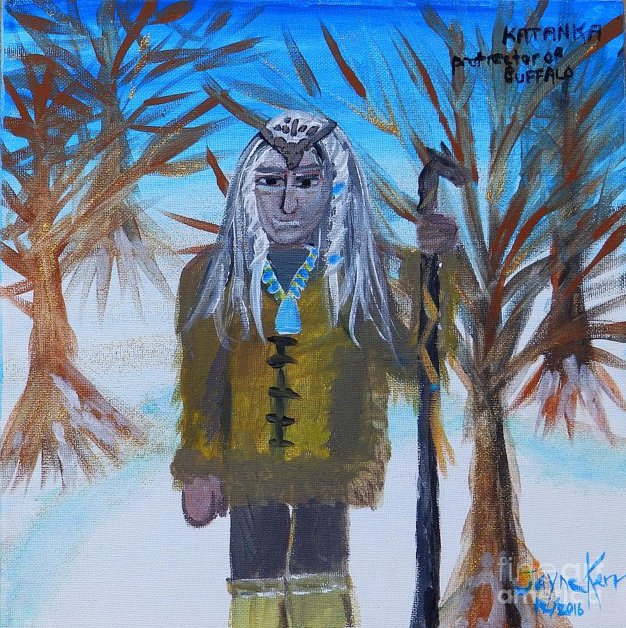 Katanka Protector of Buffalo Painting by Jayne Kerr