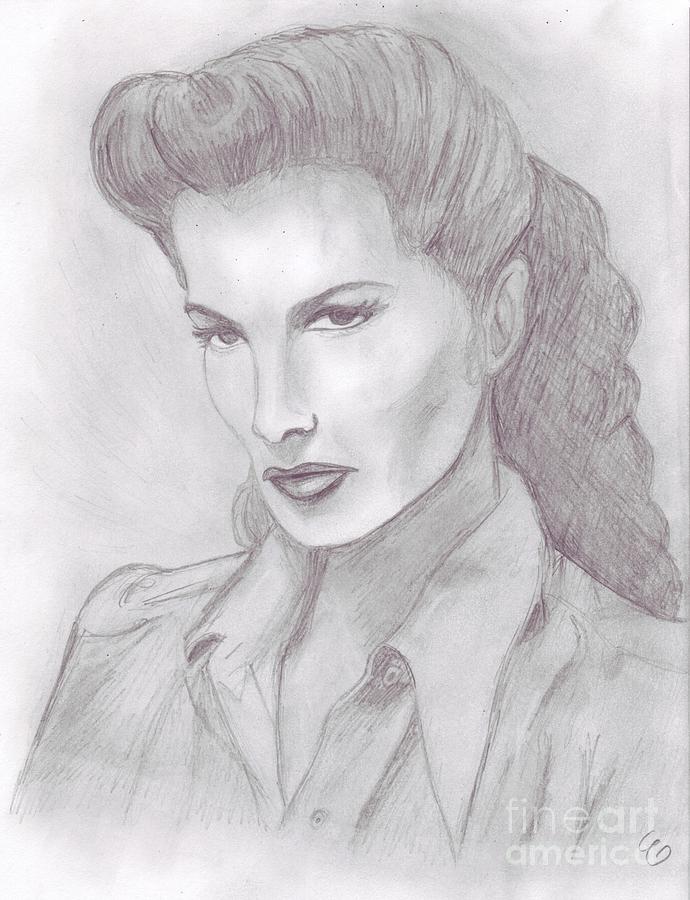 Katharine Hepburn Drawing by Cassandra Geernaert