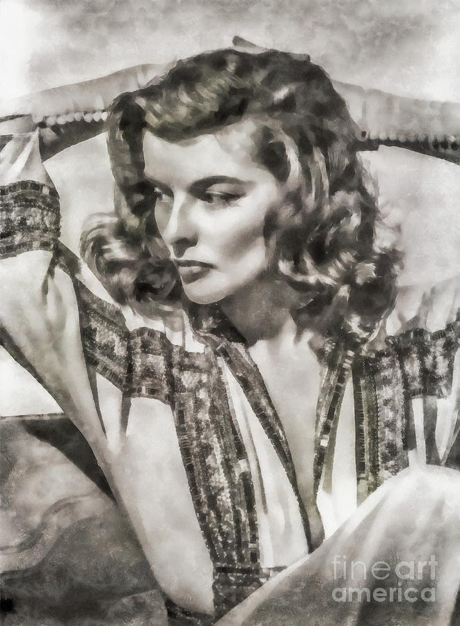 Hollywood Painting - Katherine Jepburn, Vintage Actress by Esoterica Art Agency