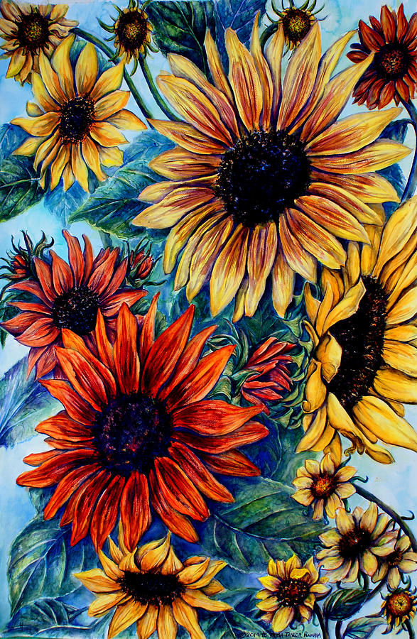 Kathleens Sunflowers Painting by Trish Taylor Ponappa