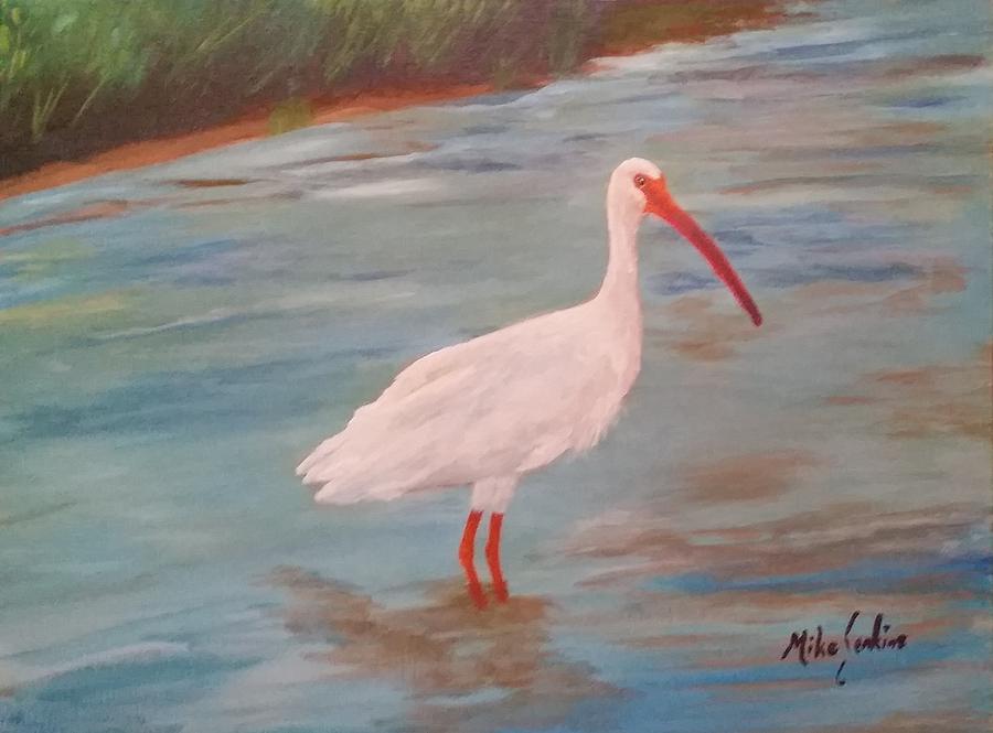 Kathys Ibis Painting by Mike Jenkins