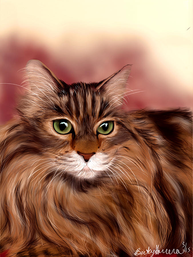 Katie- Custom Cat Portrait Painting by Becky Herrera