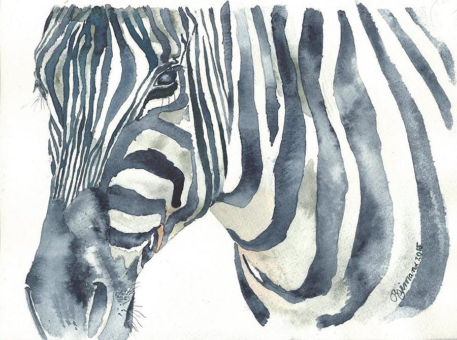 Zebra Painting - Katies Zebra I by Kathleen  Reiman