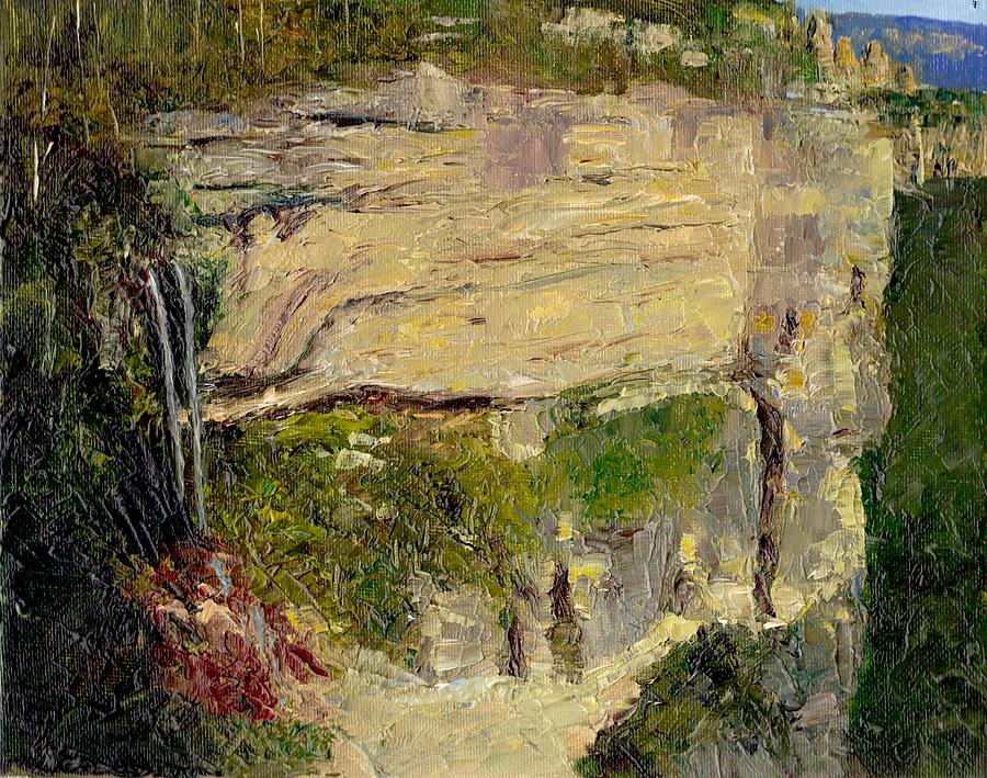 Katoomba Falls and Escarpment Blue Mountains Painting by Dai Wynn