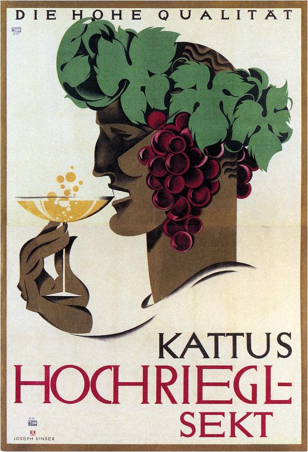 Kattus Hochriegl Sekt - Vine Alcohol Poster - Vintage Advertising Poster Mixed Media