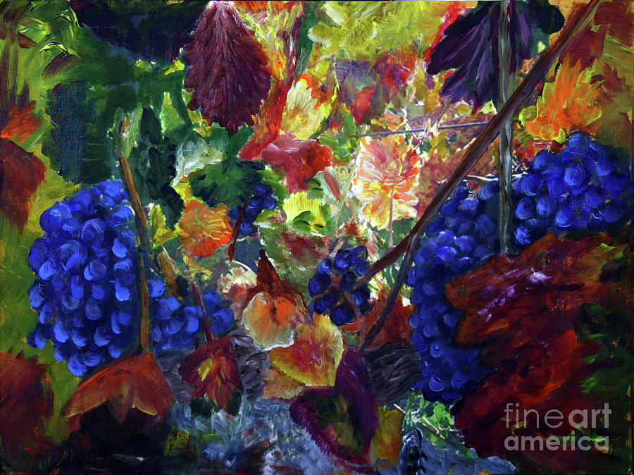 Katys Grapes Painting by Donna Walsh