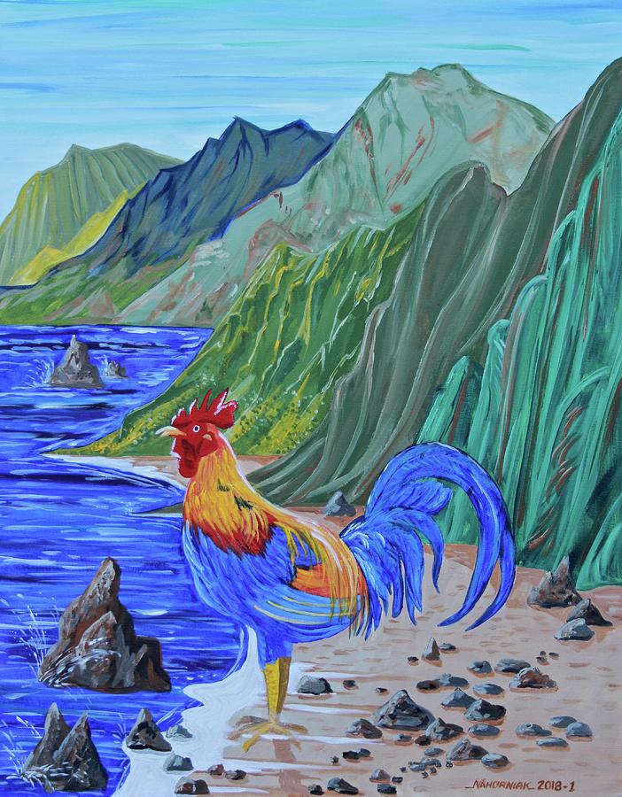 Rooster Painting - Kauai Doodle Doo by Mike Nahorniak