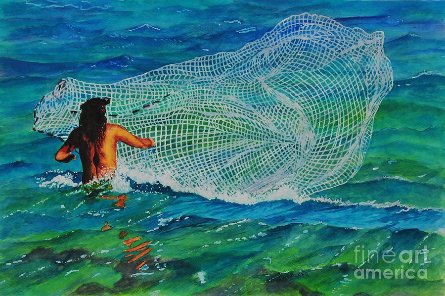 Kauai Fisherman Painting by John W Walker