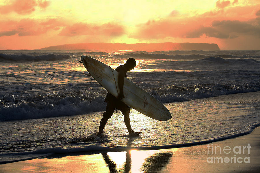 Kauai Surfer Heading Home Photograph by Catherine Sherman