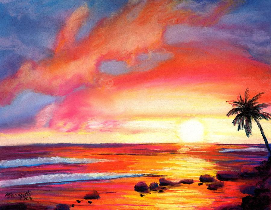 Hawaiian Sunset Painting - Kauai West Side Sunset by Marionette Taboniar
