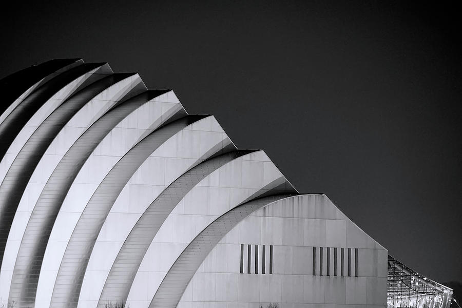 Kauffman Center For Performing Arts Black and White Photograph by Alan Hutchins