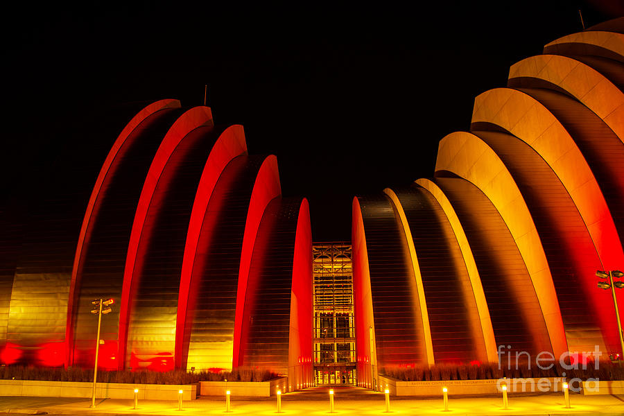 Kauffman Center in Chiefs Red and Gold Photograph by Jean Hutchison