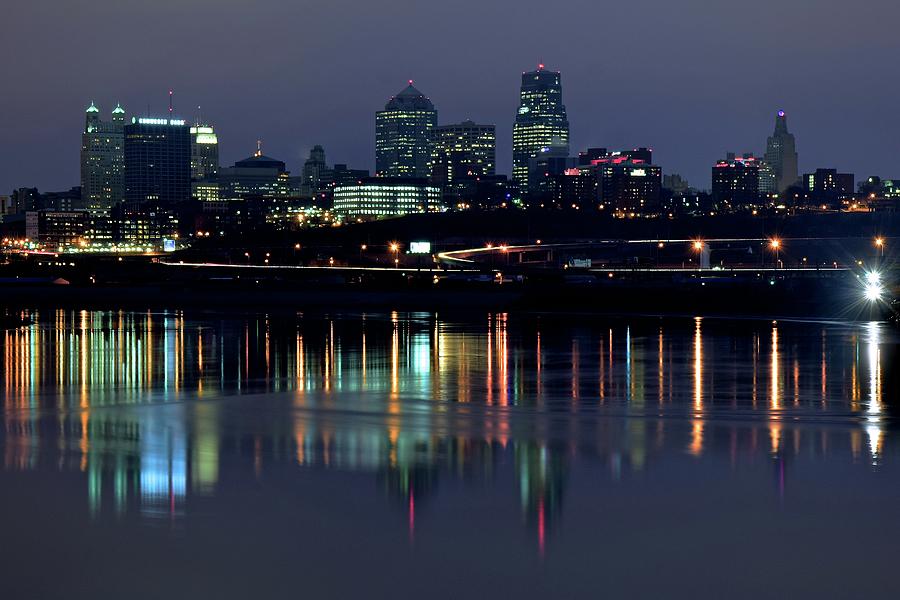 Kaw Point Night Lights Photograph by Frozen in Time Fine Art Photography