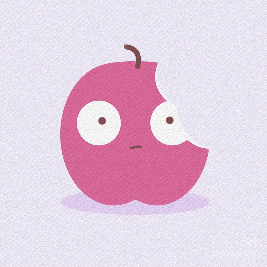 Kawaii Cute Apple Painting by Esoterica Art Agency | Fine Art America