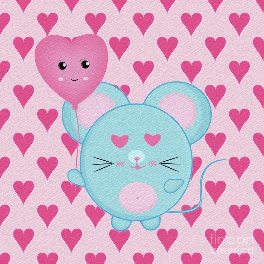 Kawaii Cute Mouse Painting by Esoterica Art Agency